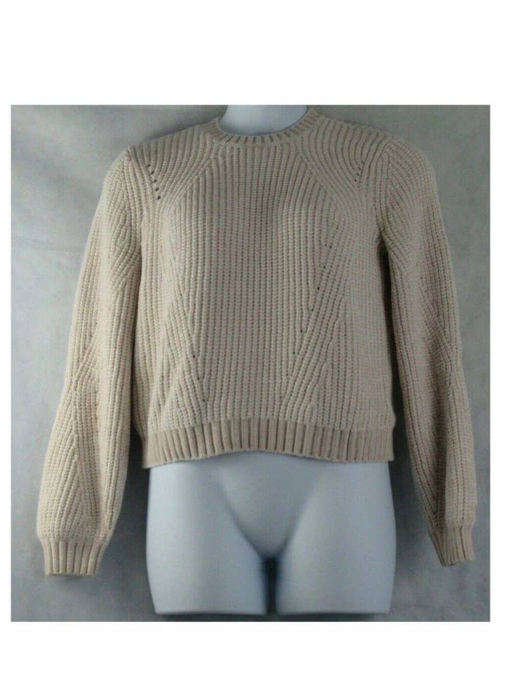 Sanctuary Women's Textured Knit Eyelet Pullover Sweater, Light Pearl, Medium